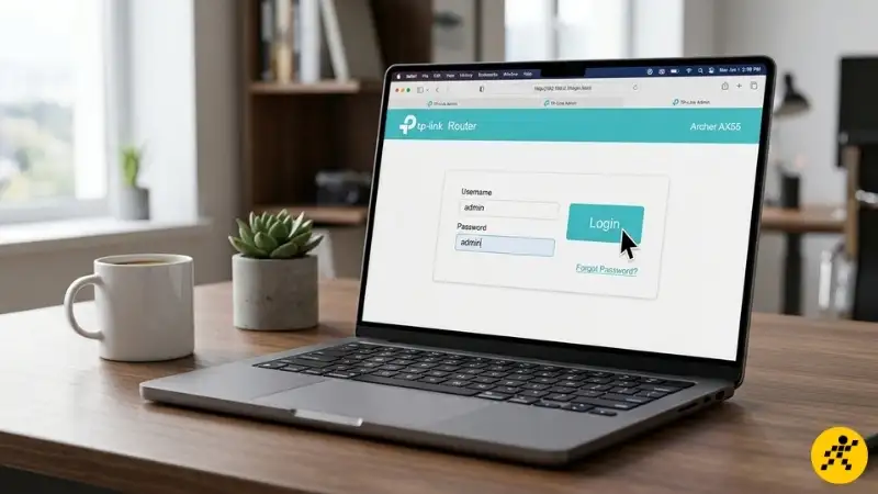 Nhập tài khoản quản trị mặc định của router TP-Link Màn hình đăng nhập trang quản trị router TP-Link với trường tên đăng nhập và mật khẩu
