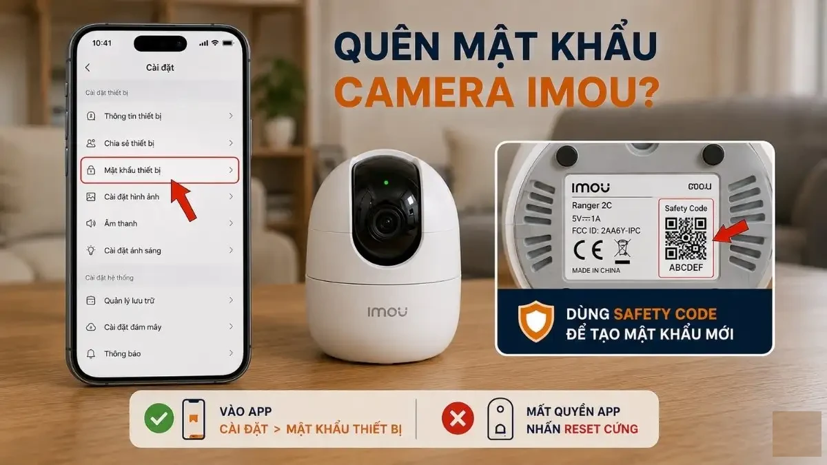 Cách xử lý khi quên mật khẩu camera IMOU Hình ảnh minh họa các bước xử lý khi quên mật khẩu camera IMOU