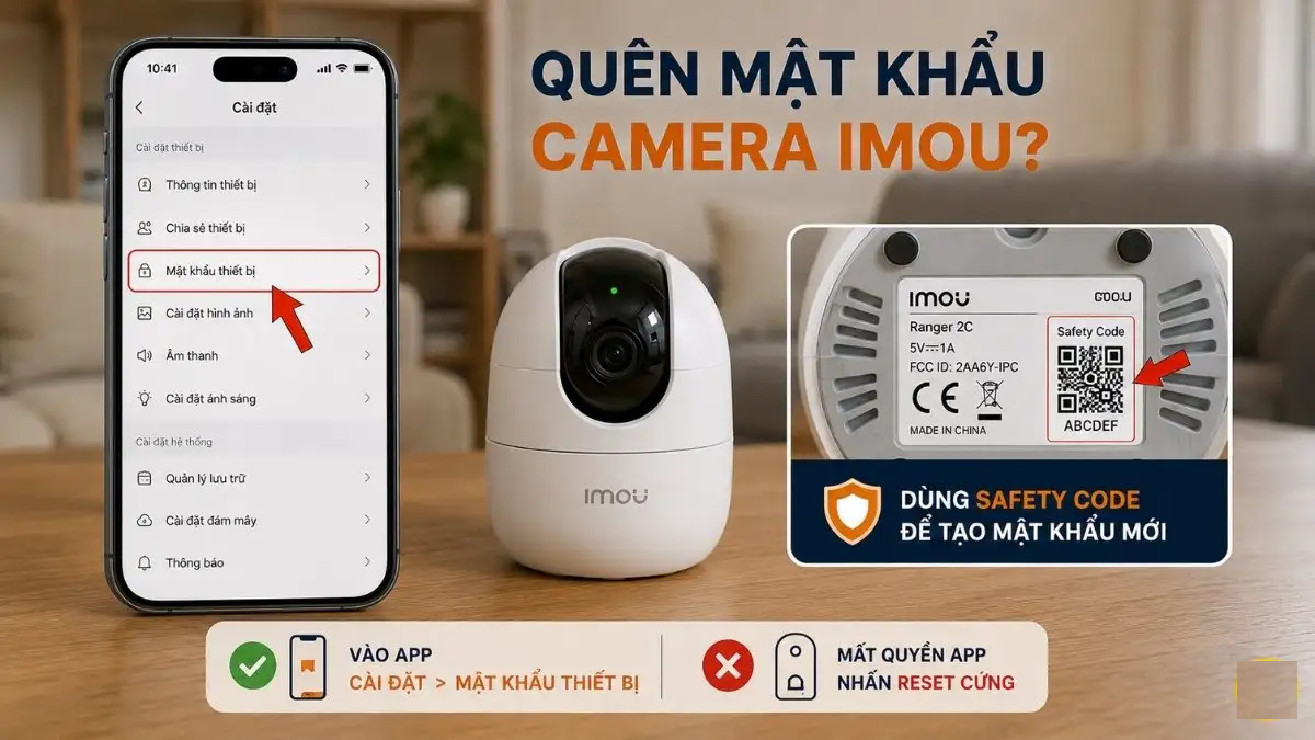 Cách xử lý khi quên mật khẩu camera IMOU Hình ảnh minh họa các bước xử lý khi quên mật khẩu camera IMOU