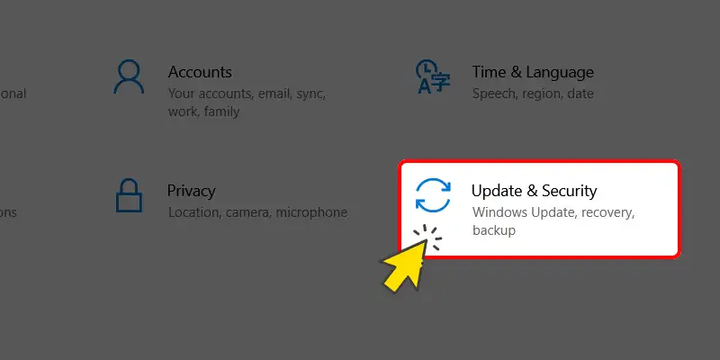 Chọn biểu tượng Settings trong Start Menu Màn hình máy tính hiển thị Start Menu với biểu tượng Settings được chọn