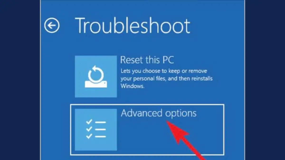 Chọn UEFI Firmware Settings Màn hình Advanced options với tùy chọn UEFI Firmware Settings được chọn