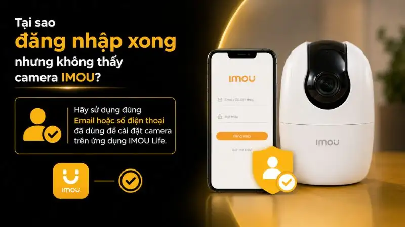 Lỗi không thấy camera IMOU sau khi đăng nhập Màn hình phần mềm IMOU Life PC hiển thị danh sách thiết bị trống, minh họa lỗi không thấy camera.