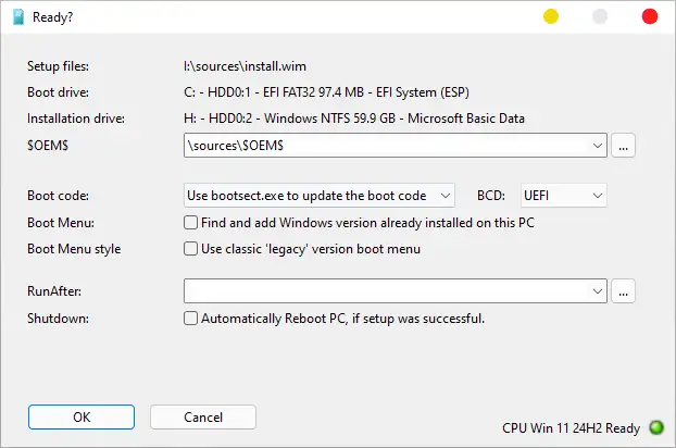Tiến trình cài đặt Windows bằng WinNT Setup Màn hình WinNT Setup hiển thị thanh tiến trình cài đặt Windows đang diễn ra.